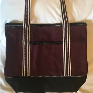LANDS END CANVAS TOTE BAG WITH ZIPPER TOP